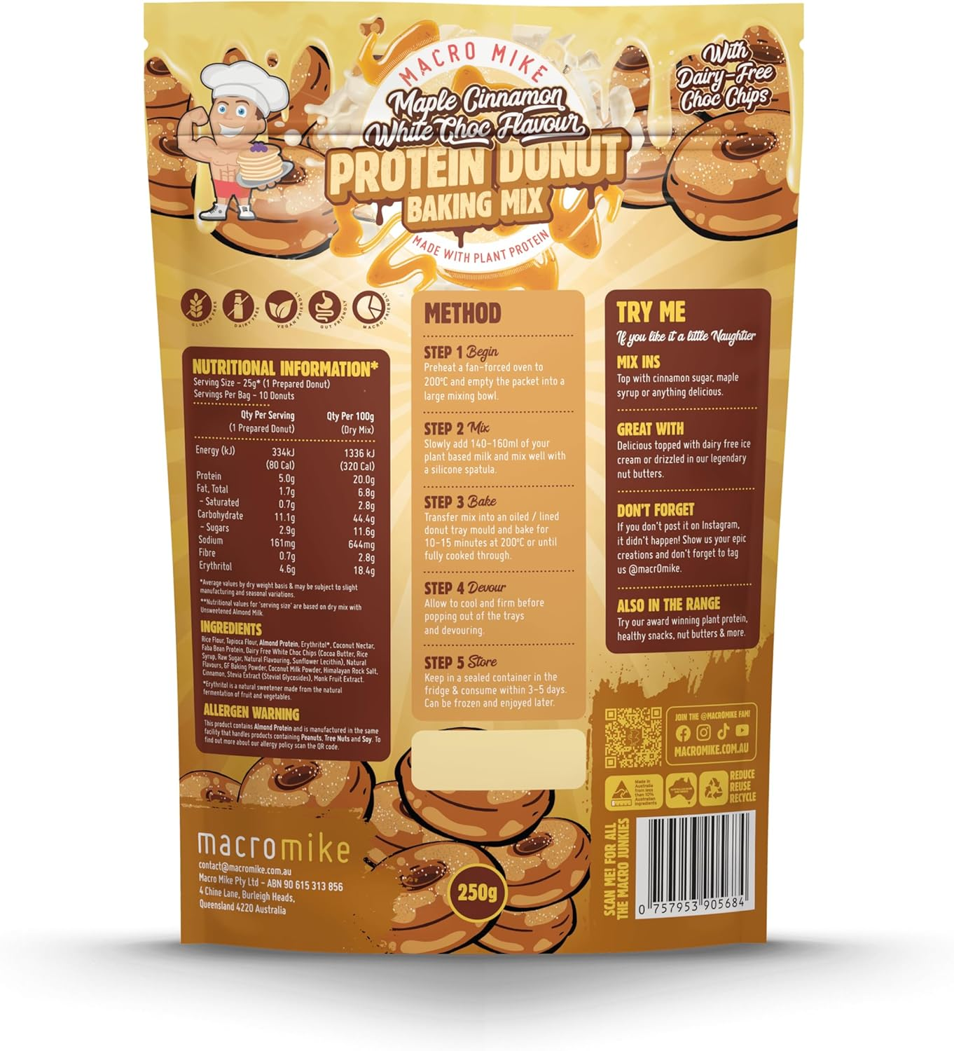 Macro Mike Cinnamon Donut Baking Mix 250 G image number 1