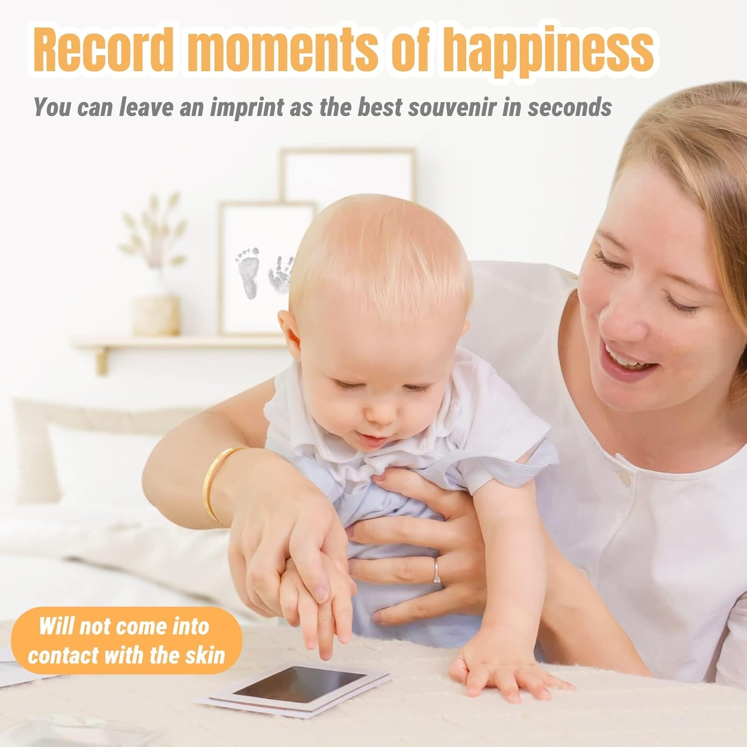 Baby Imprint Set, 2 Pieces Baby Handprint and Footprint, Clean Touch Ink Pad, for Handprint Footprint & Paw Print Iink 2 Ink Pads & 4 Imprint Cards, Birth image number 6