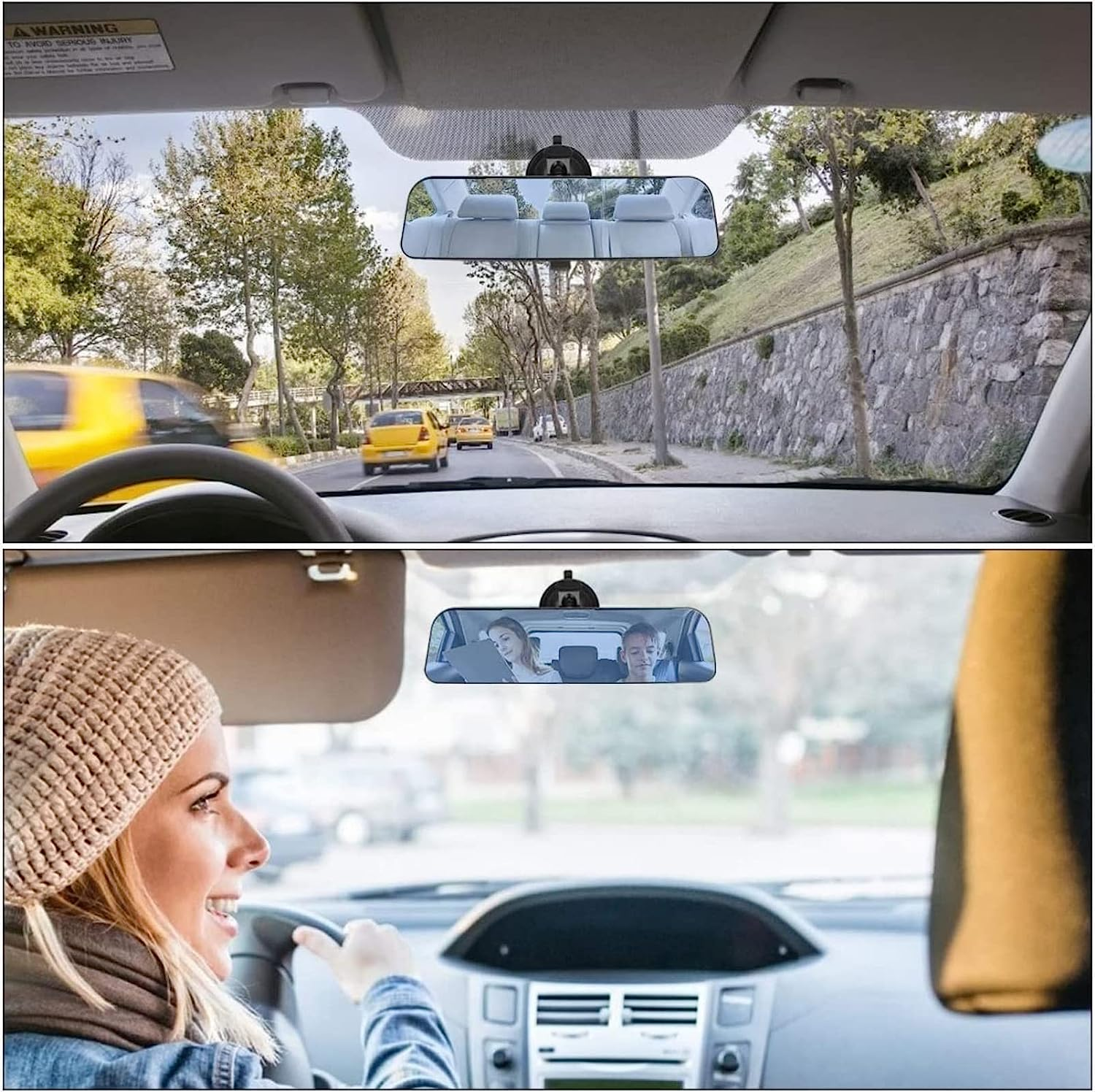 Rear View Mirror Learner Driving Instructor Examiner Mirror Car Interior Mirror Wide Angle 360&deg; Rotating Adjustable with Suction Cup for Car SUV Trucks (240 X 65Mm) image number 2