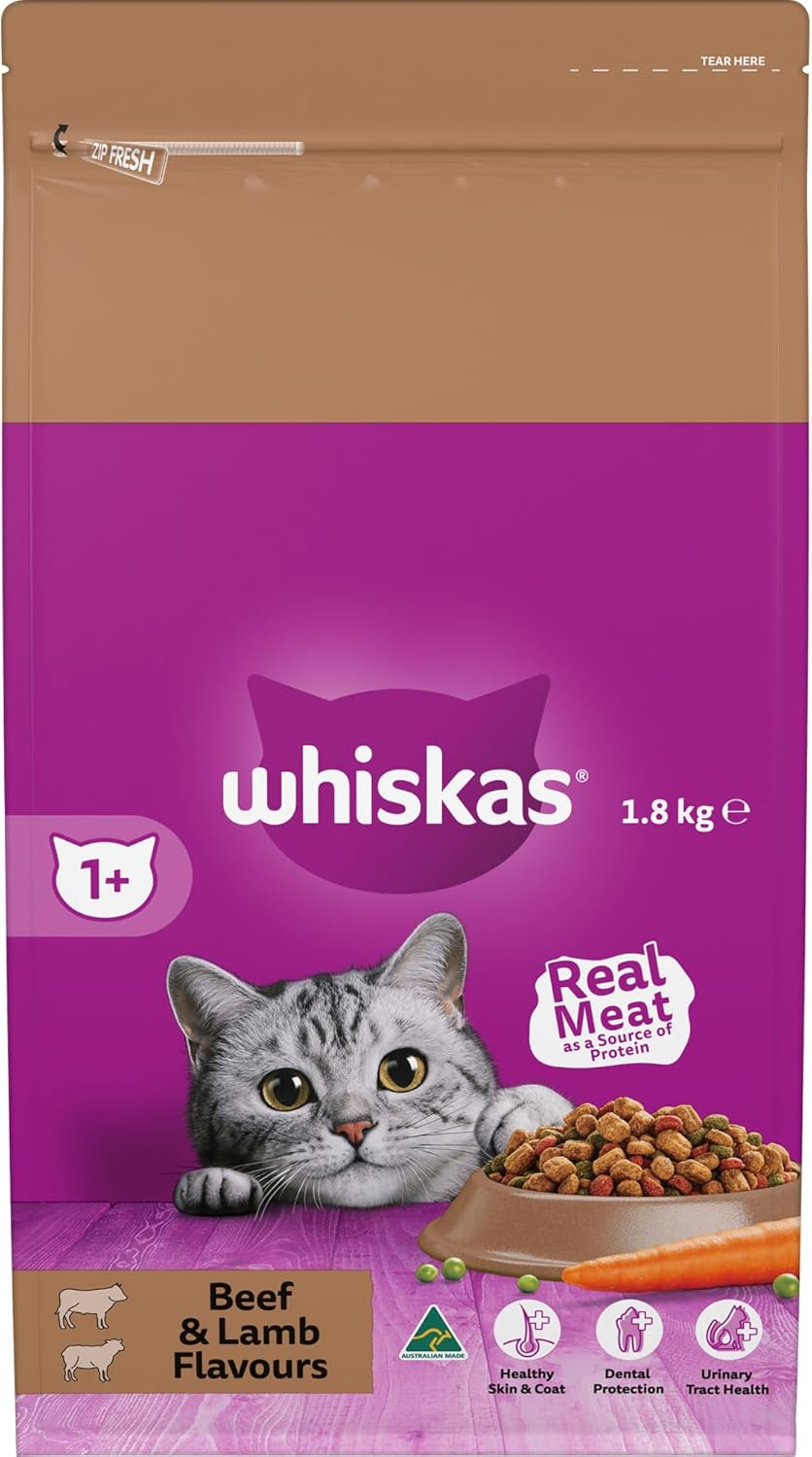 Whiskas Adult Dry Cat Food Beef & Lamb 1.8Kg Bag, 4 Pack image number 5