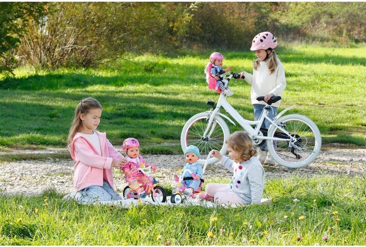 Zapf Creation 834329 Baby Born Bicycle Seat Doll Bicycle Seat for 36 Cm and 43 Cm Large Dolls with Velcro System for Handlebars of Many Children'S Bikes and 3-Point Harness, Pink