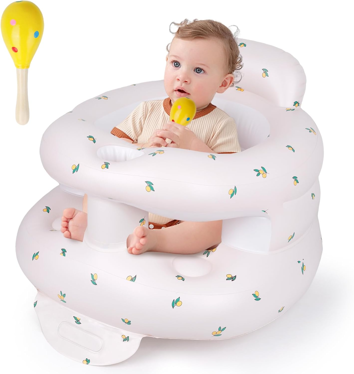 Inflatable Baby Seat Portable Baby Chair Inflatable Chair for Babies 3 Months & up Infant Back Support Baby Sofa Foldable Blow up Baby Beach High Chair with Built in Air Pump
