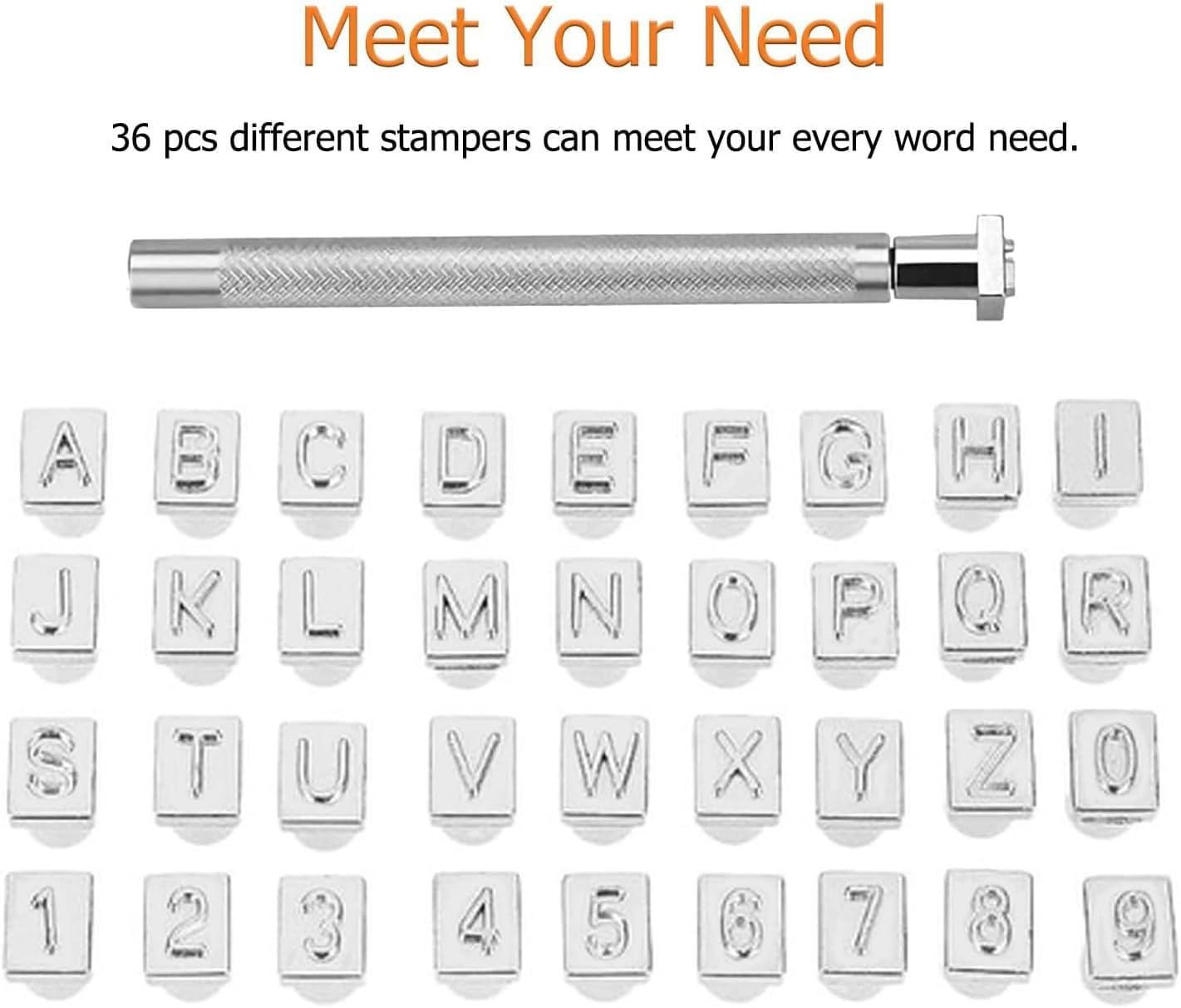 YUENTOEN 36Pcs Leather Stamping Tool, Alphabet and Number Stamp Kit, 6Mm Leathercraft Alphabet Punching Tools with anti Slip Handle Leather Art Craft Tools image number 5