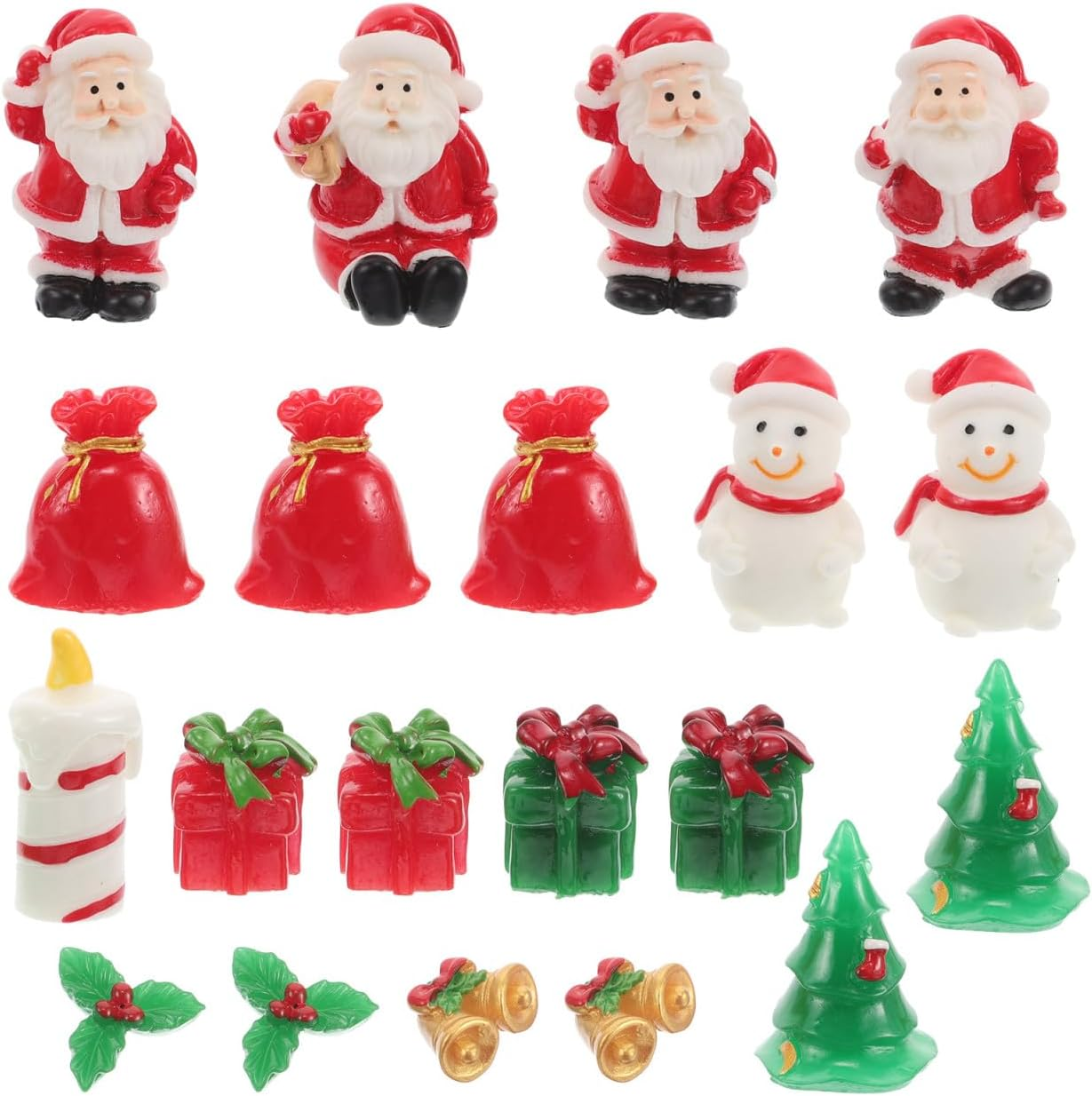 60PCS Micro Christmas Adornment Micro Christmas Ornament Set for Festive Tabletop Adornment - Retro Xmas Dollhouse Decor Xmas Theme for Party image number 4