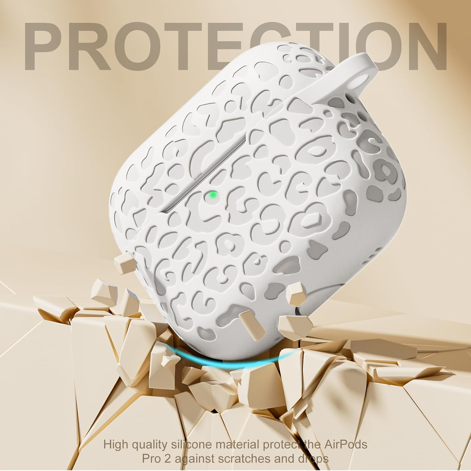 WJK Leopard Engraved Case Compatible with Apple Airpods Pro Case 2Nd 1St Generation Case Cover/Airpods Pro Case, Soft Silicone Skin Full Protective Cover for Airpods Pro 2 Case, Starlight