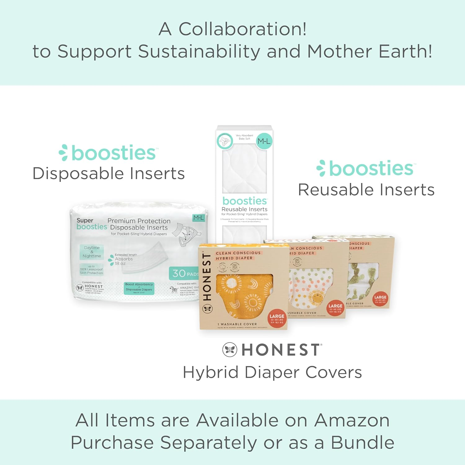 Boosties Cloth Diaper Reusable Inserts, Set of 10, Fits Honest Hybrid Diaper Cover, Fits Amazing Baby Smartnappy Cover, Pocket-Sling Compatible, 5 Tri-Fold & 5 Boosters, Size Small (11&rdquo; Length) image number 5