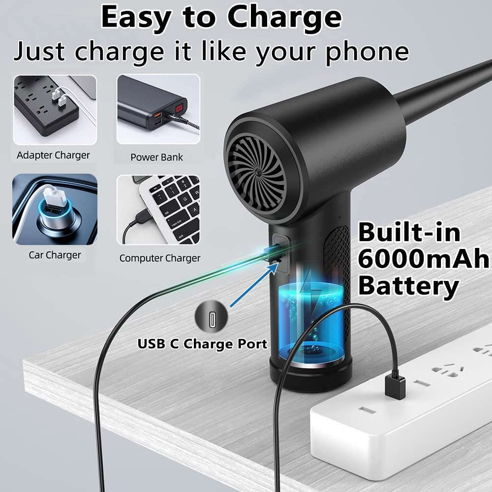 AROSKY Air Duster, Rechargeable Cordless Air Duster - No Canned Air Duster - Replace Air Can Reusable Electric Compressed Air Duster for Computer, Keyboard, Electronics, Home, Office, Car Cleaning image number 2