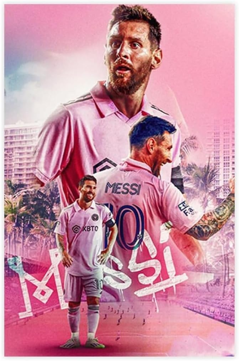 Soccer Superstar Messi Ronaldo Poster for Room Aesthetic Canvas Wall Art Bedroom Decor for Room 40X60Cm Unframed (A)