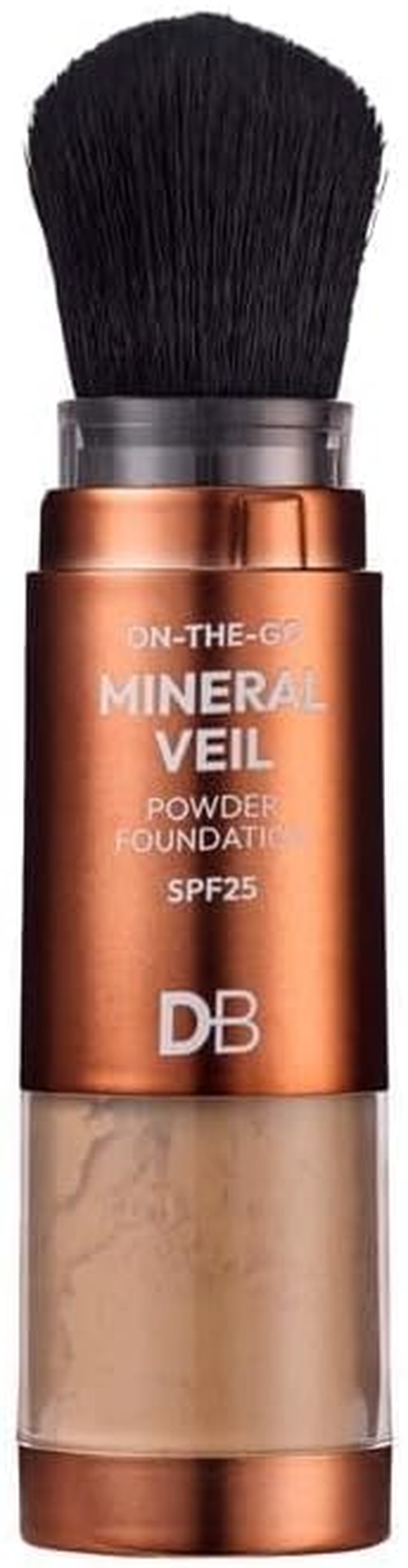 DB Cosmetics Mineral Veil Loose Powder on the Go - Buildable Tinted Face Setting Powder with Brush SPF 25 - for Sun Protection and Shine Control. Fair-Light Shade