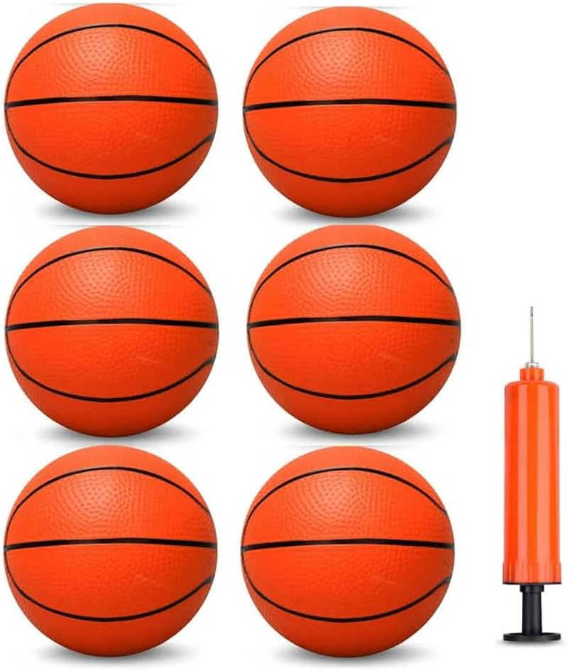 16Cm Mini Basketball for Kids 5 6 7 8 9 10+Years Old Boys, 5 Inch Mini Inflatable Bouncy Basketball for Basketball Hoop, Beach Pool Sport Game Interactive Gift Toys for Boys Girls (6PCS