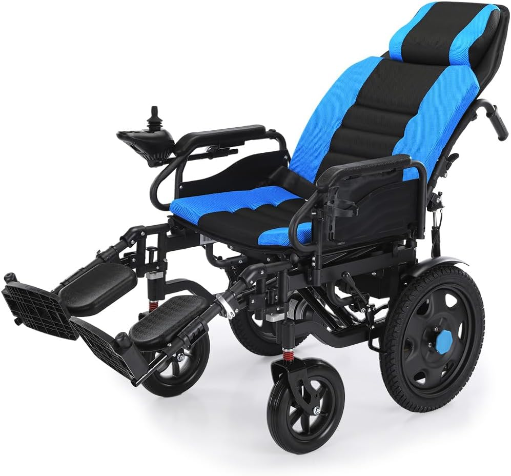 "Equipmed Power Electric Wheelchair, Wide Bariatric Chair, Comfortable for S-XL, Long Range, Recline Adjustment, Lithium Battery, 16"" Wheels, Headrest, Folding" image number 1