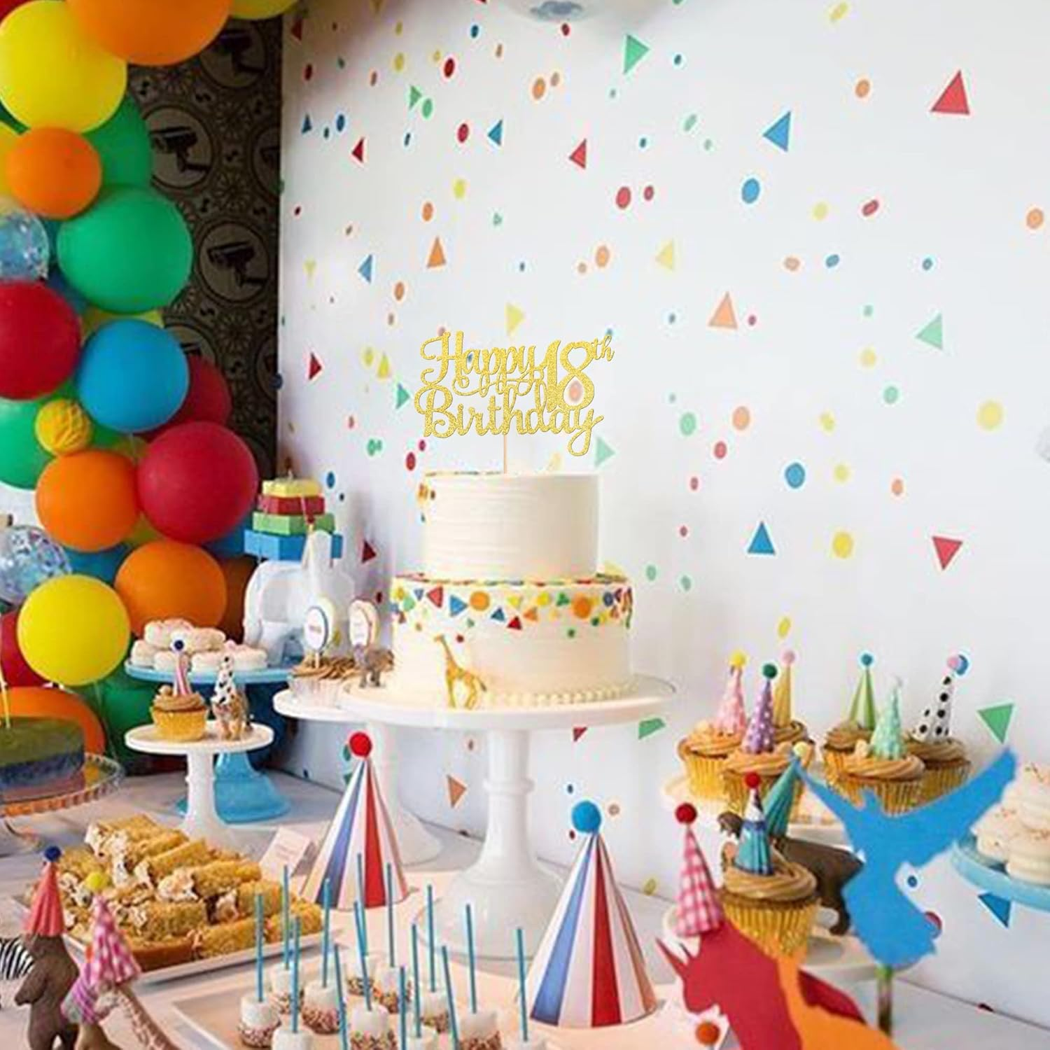 1 PACK Happy 18Th Birthday Cake Topper Gold Glitter Cheers to 18 Years Birthday Cake Pick 18 Fabulous Cake Decoration for 18Th Birthday Theme Party Decorations Supplies