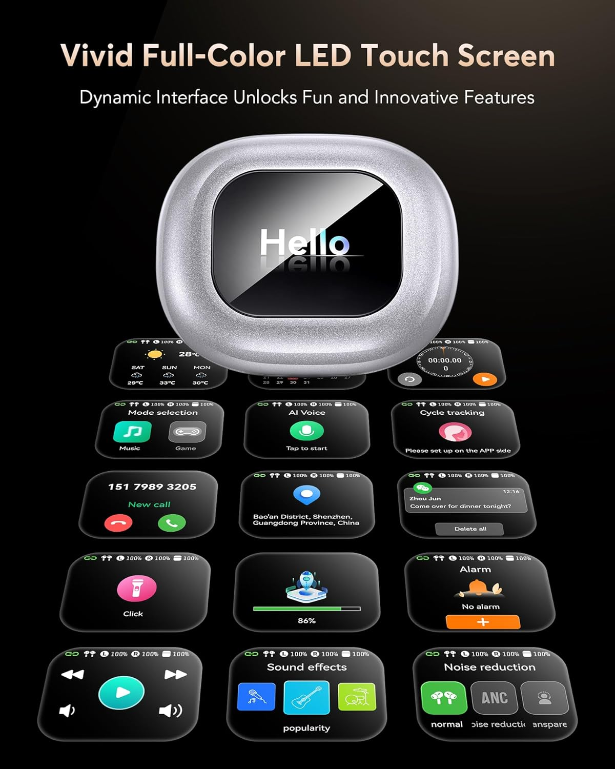 EUQQ AI Translation Earbuds, Language Translator Earbuds Real Time for 144 Languages,Audifonos Traductores Ingl&eacute;s Espa&ntilde;ol,Bluetooth 5.4 LCD Touch Screen Earphones,Ideal for Travel Business Learning image number 3