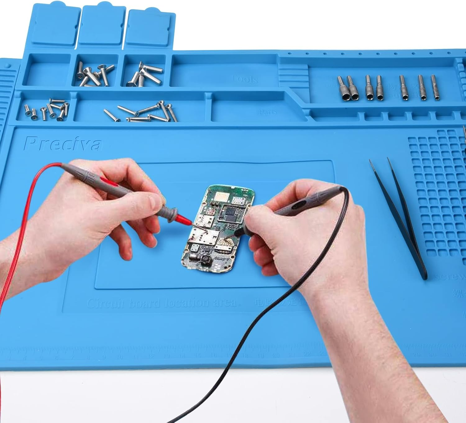 Anti-Static Soldering Mat Preciva 500℃ Heat-Resistant Magnetic Multi-Purpose Work Station Pad for Soldering Brazing Phone Watch Repair (40 X 30 Cm) image number 5