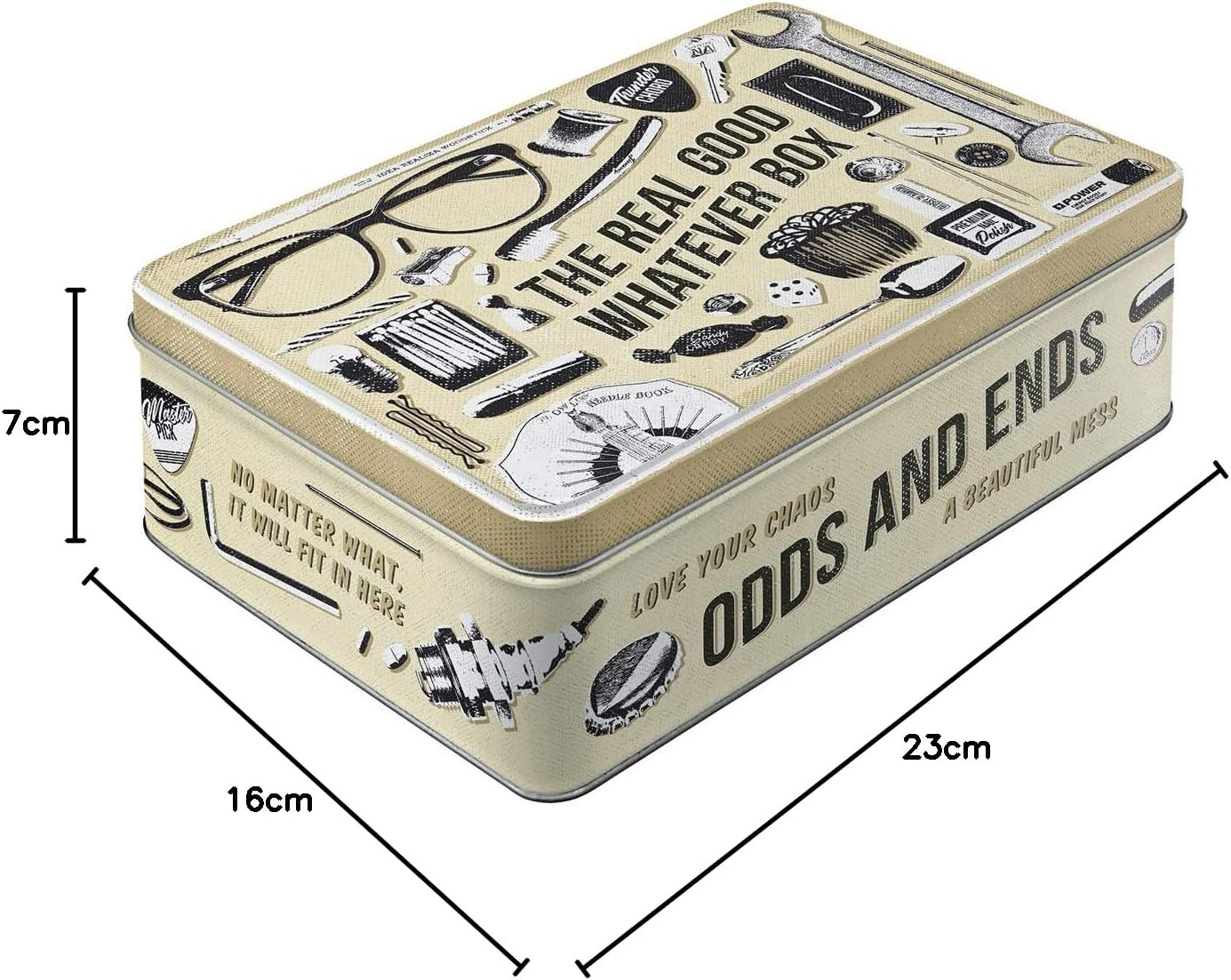 Nostalgic-Art Retro Flat Storage Jar, 2.5 L, Whatever Odds & Ends Box - Gift Idea for Your Home, Tin Tin with Lid, Vintage Design image number 4