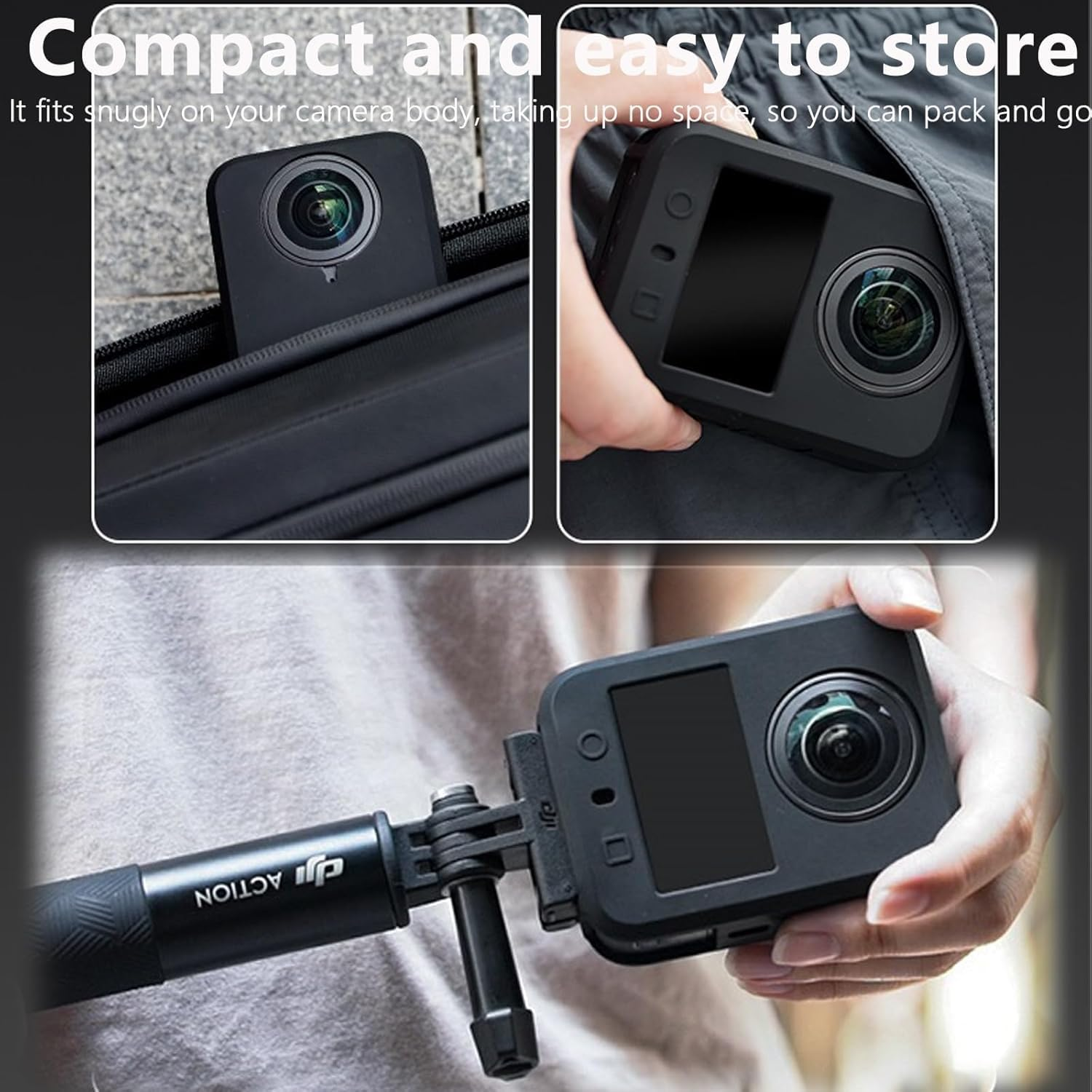 T Tersely Silicone Protective Case and Lens Cap for DJI OSMO 360, Sports Camera Body Frame Sleeve Accessories, Anti-Slip Anti-Scratch Protector Cover image number 2