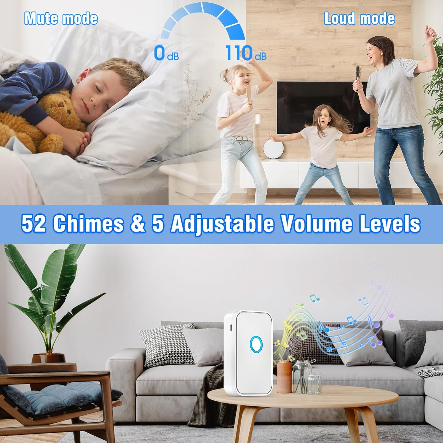 DAYTECH Motion Sensor Door Chime, Wireless Doorbell for Business Entry with 3 Working Modes Welcome Infrared Motion Sensor Detector Caregiver Reminder for Elderly, 1 Receiver 1 Detector image number 3