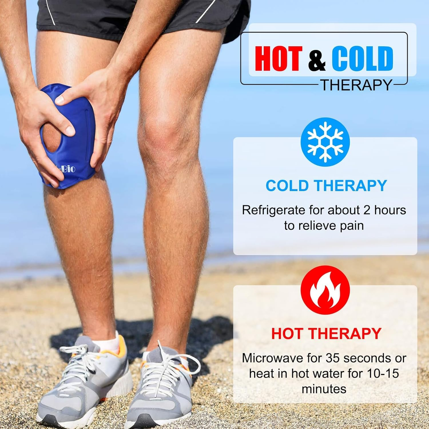 WORLD-BIO Knee Ice Packs for Injuries Reusable Gel Ice Pack for Knee Replacement, 2 Ice Wrap Cold Compression for Knee Pain Relief, Post-Surgery Recovery, Contusion, Sprains, Inflammation, 9.8" X 6.5" image number 5