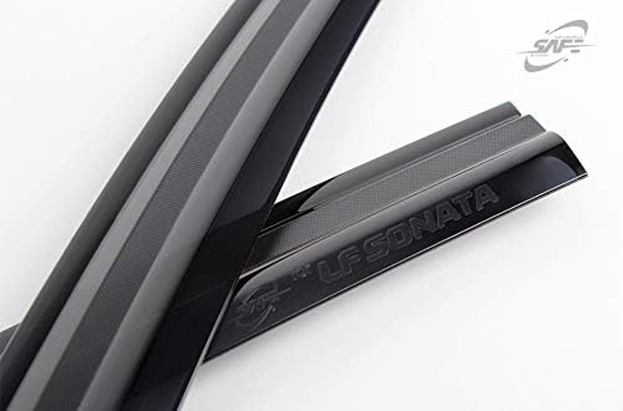 Safe Smoke Window Visor Sun Rain Vent Guard 4 Pcs Set Compatible with Sonata 2015-2018 Out Channel Visor image number 5