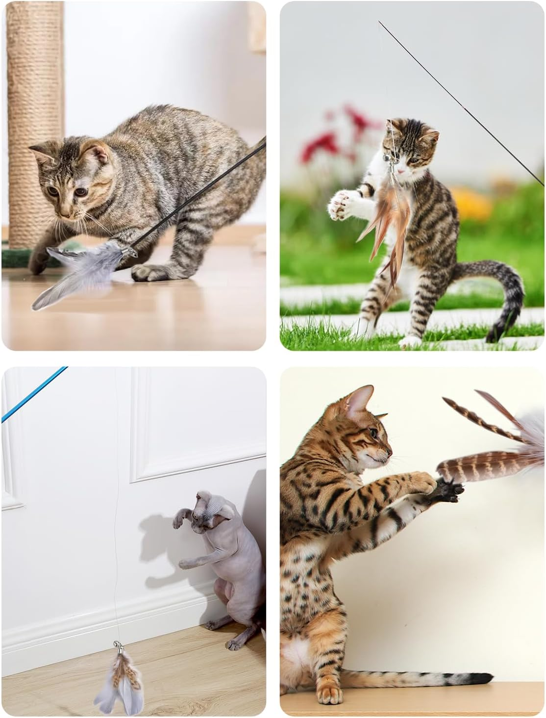 Cat Feather Toys Refills Cat Wand Replacement Feathers 6 PCS Handmade Cat Toy Feather Refills for Cat Wand Attachments Interactive Feather Cat Toy for Indoor Cats image number 1