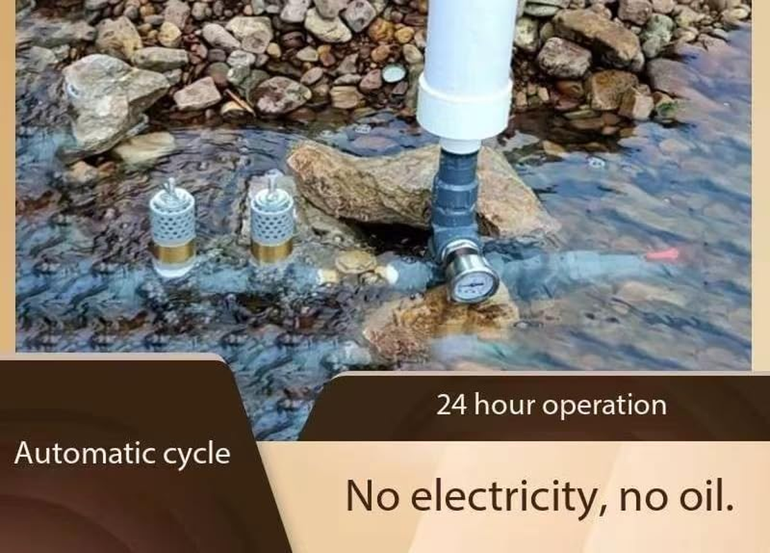 Modern Black Hydraulic Ram Pump, No Power Required, Water Flow Use Only, Pump Water without Fuel or Electricity (3/4(0.75)") image number 3