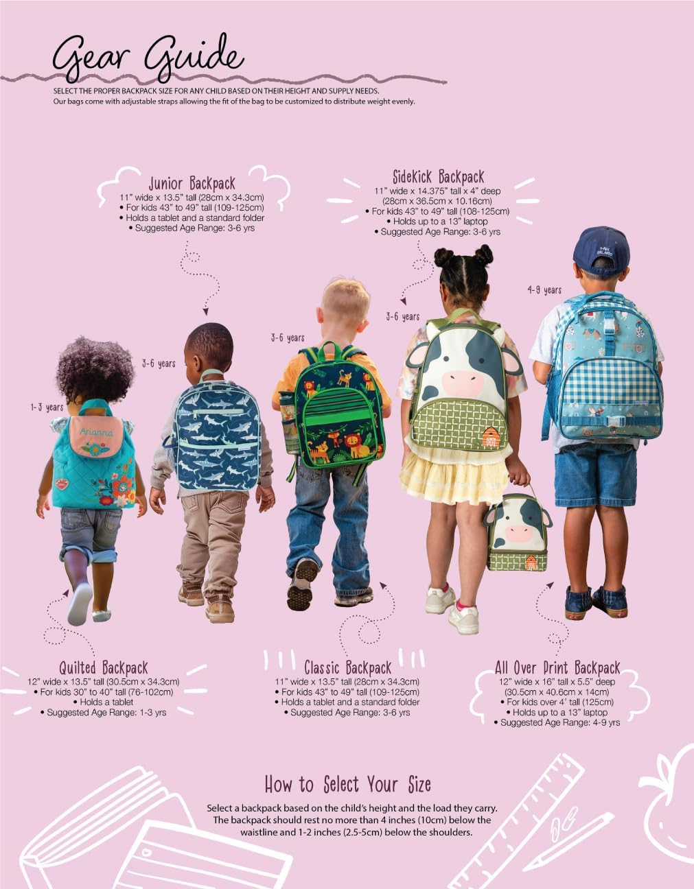 Stephen Joseph Unisex Toddler Back to School, Quilted Backpack, One Size image number 1