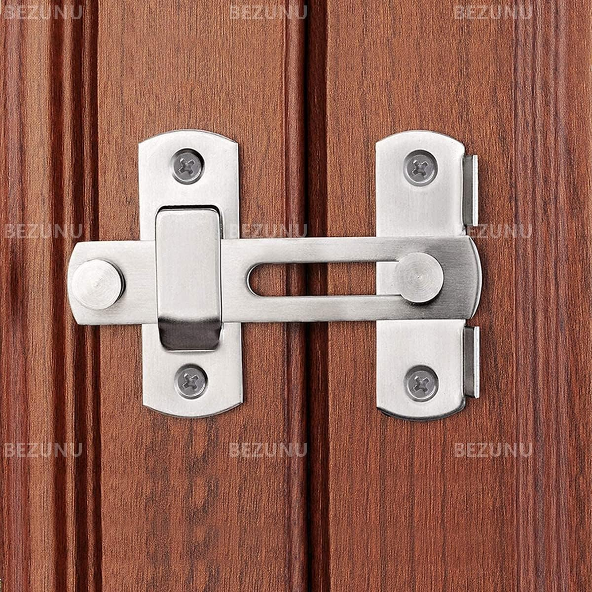 Flip Door Latch, 4 Inch Stainless Steel Barn Sliding Safety Door Bolt Latch for Indoor and Outdoor Use (Silver) image number 6