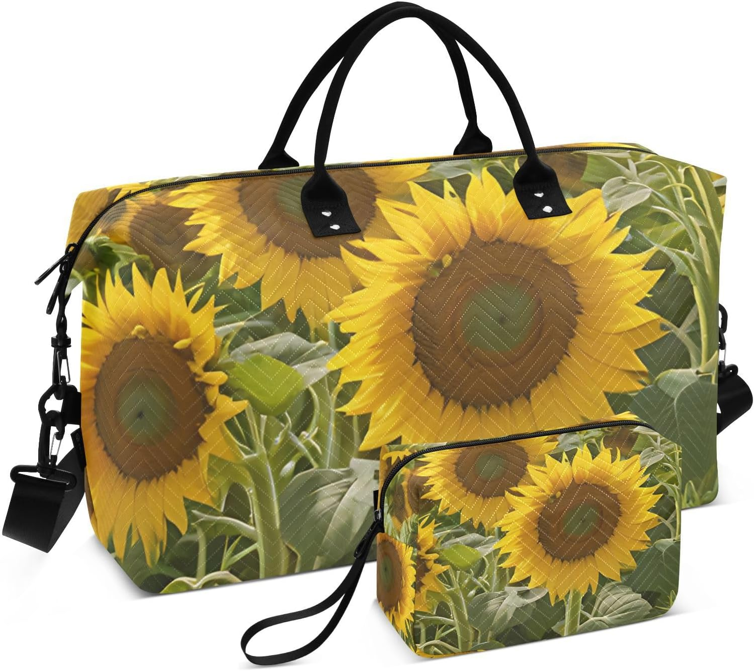 XYMZR Travel Duffel Bag, Sunflower Painting Sports Tote Gym Bag, Shoulder Weekender Overnight Bag for Women Men, Carry on Luggage with Toiletry Bags, Multi-Colored, Utility image number 5