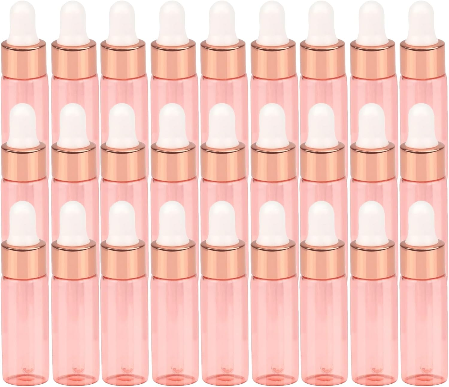 Easeen Sample Dropper Bottles, Mini Dropper Bottles with 2 Pcs Plastic Droppers for Traveling Essential Oils DIY Cosmetic Liquid Sample Perfume, Silver, 5ML-50PCS image number 2