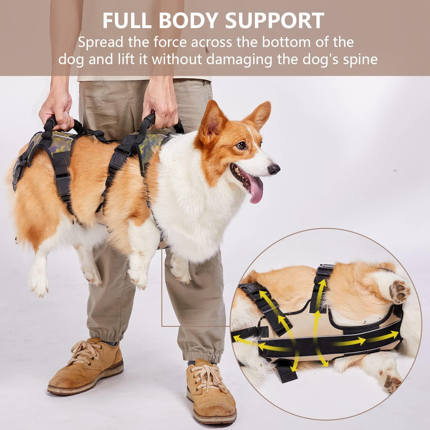 Coodeo Dog Lift Harness, Full Body Support & Recovery Sling, Pet Rear Leg Support Rehabilitation Lifts Vest, Dog Carrier for Senior Dogs with Joint Injuries, Arthritis, Paralysis up Stairs (Xxlarge) image number 5