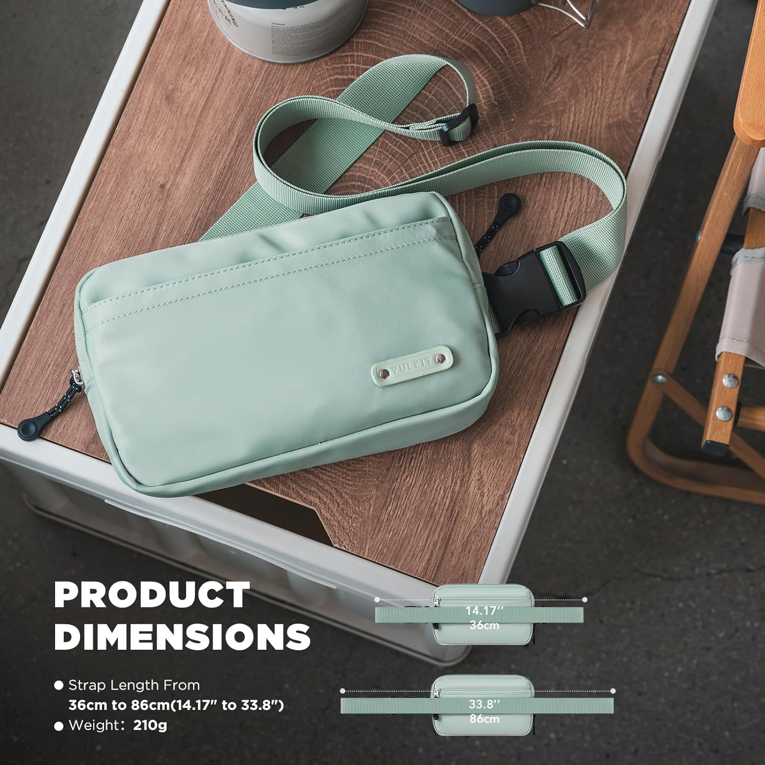 VULKIT Belt Bag Waist Pack for Men or Women Waterproof Fashion Bum Bag Crossbody Fanny Packs with Adjustable Strap Aquamarine - Blue image number 4