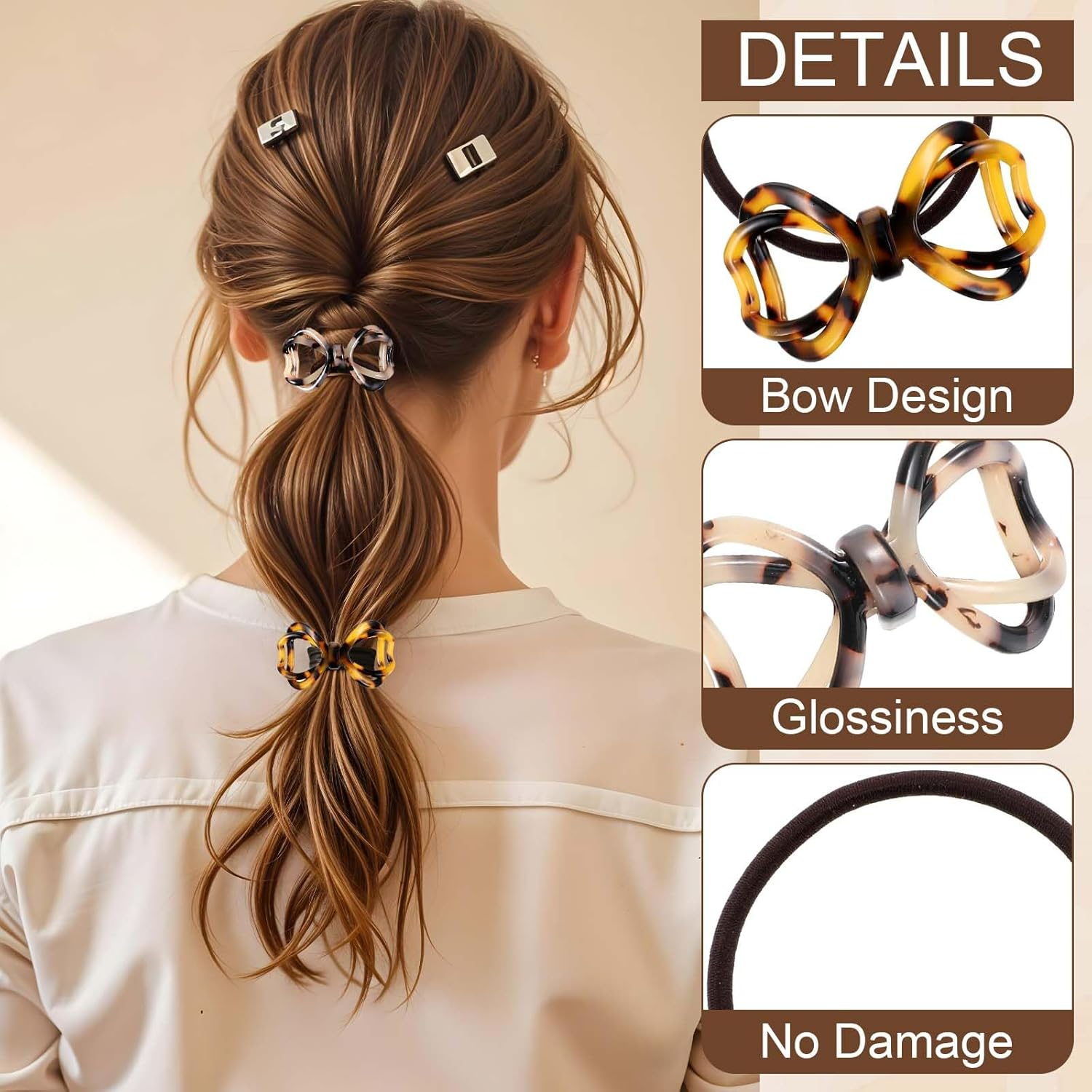 Pack of 2 Women'S Hippie Headbands, Elastic Braided Headbands, Boho Bow Tie Hair Bands, Braided Hair Bands for Girls and Women (Curry/Beige) image number 5