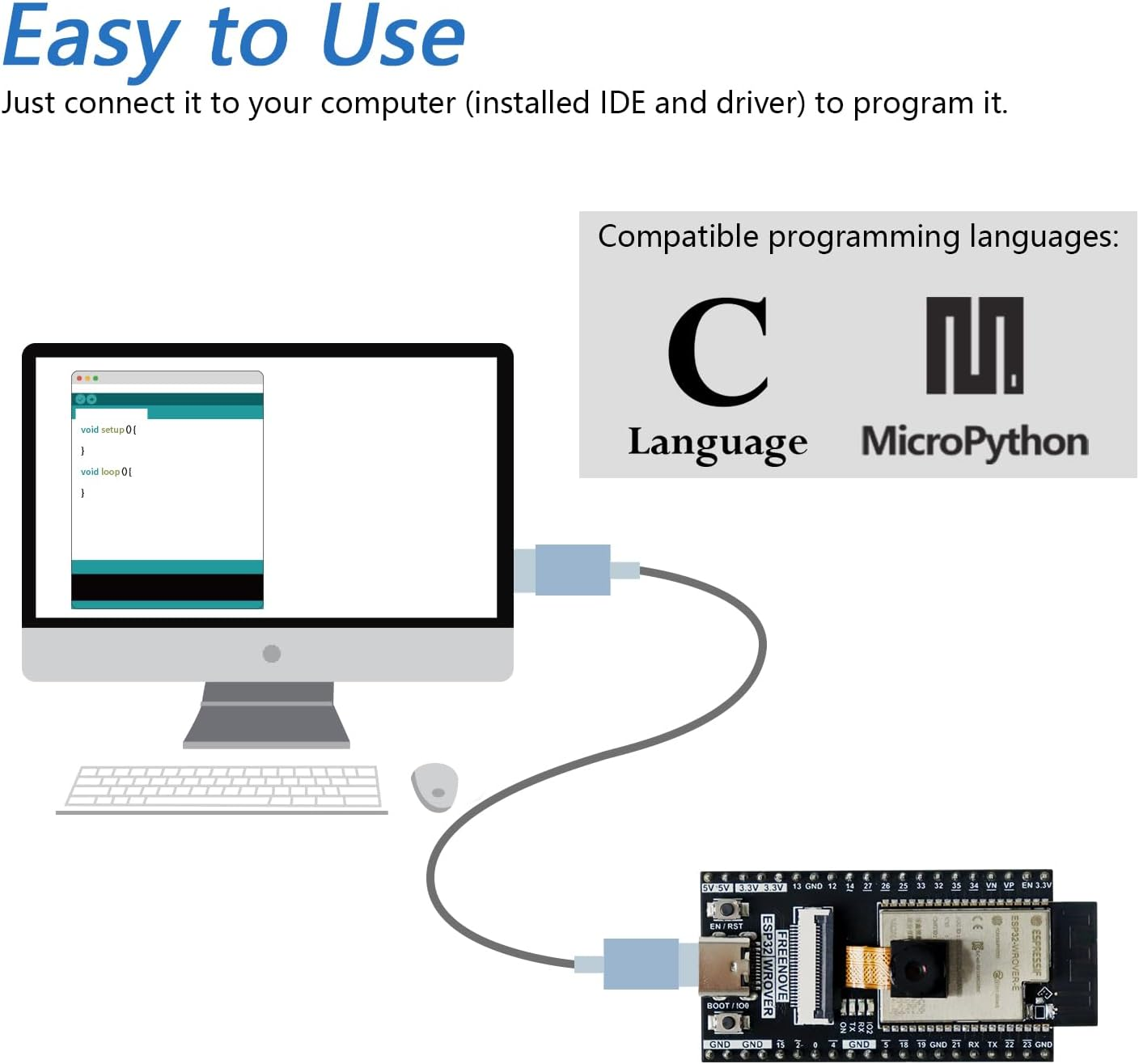 Freenove ESP32 CAM Dev Board Kit, Dual-Core 32-Bit 240 Mhz Microcontroller, Onboard Camera Wifi+Bt, Python C Code, Example Projects Tutorial image number 5