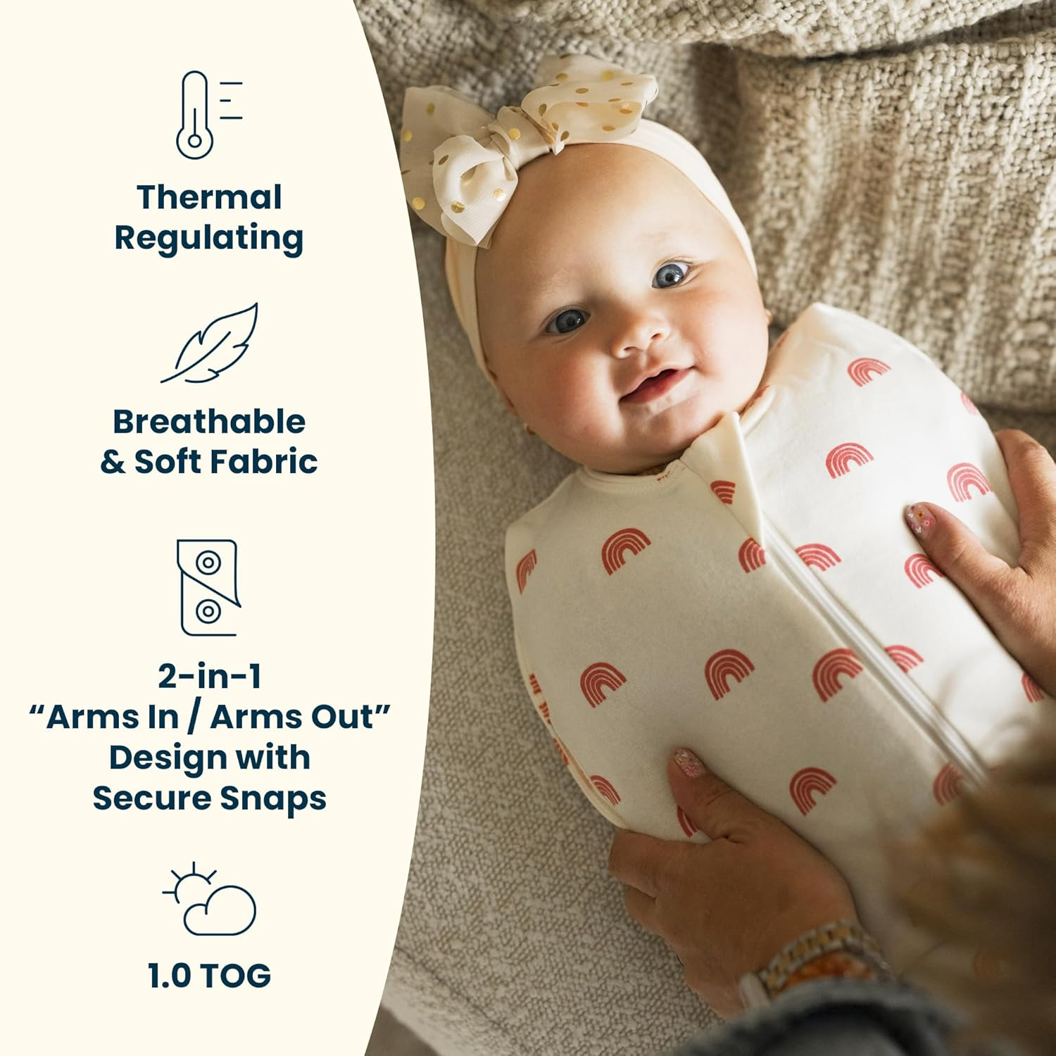 Tiny Twinkle Sleep Sack:1.0 TOG, 95% Cotton & 5% Elastane, Supersoft Micro-Fleece Wearable Blanket with Swaddle Transition (Sage Checkers) image number 4