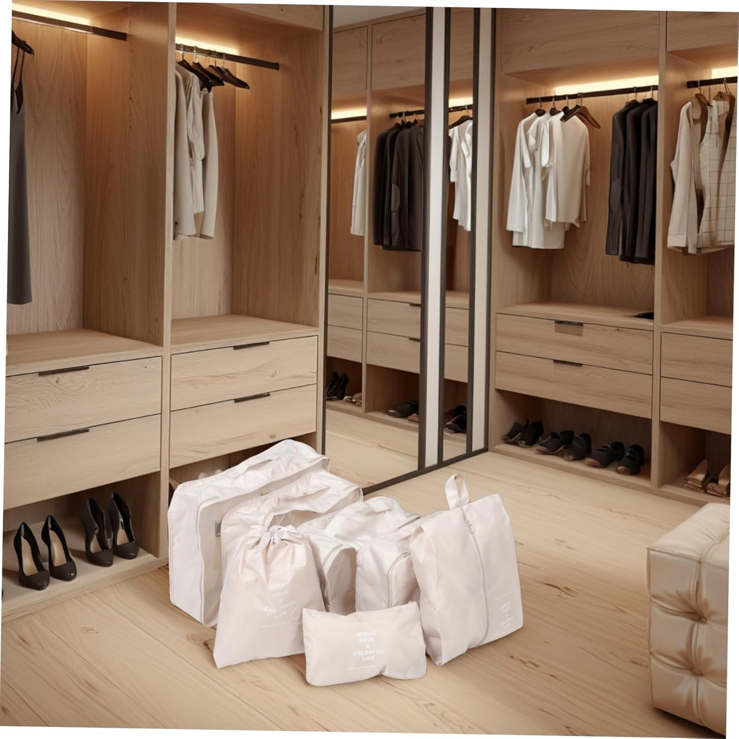 ROMISBABA 7Pcs Travel Essentials Packing Organizer Suitcase Packing Bags Luggage Divider Pouches Compression Storage Bag Travel Organizer for Clothes image number 3