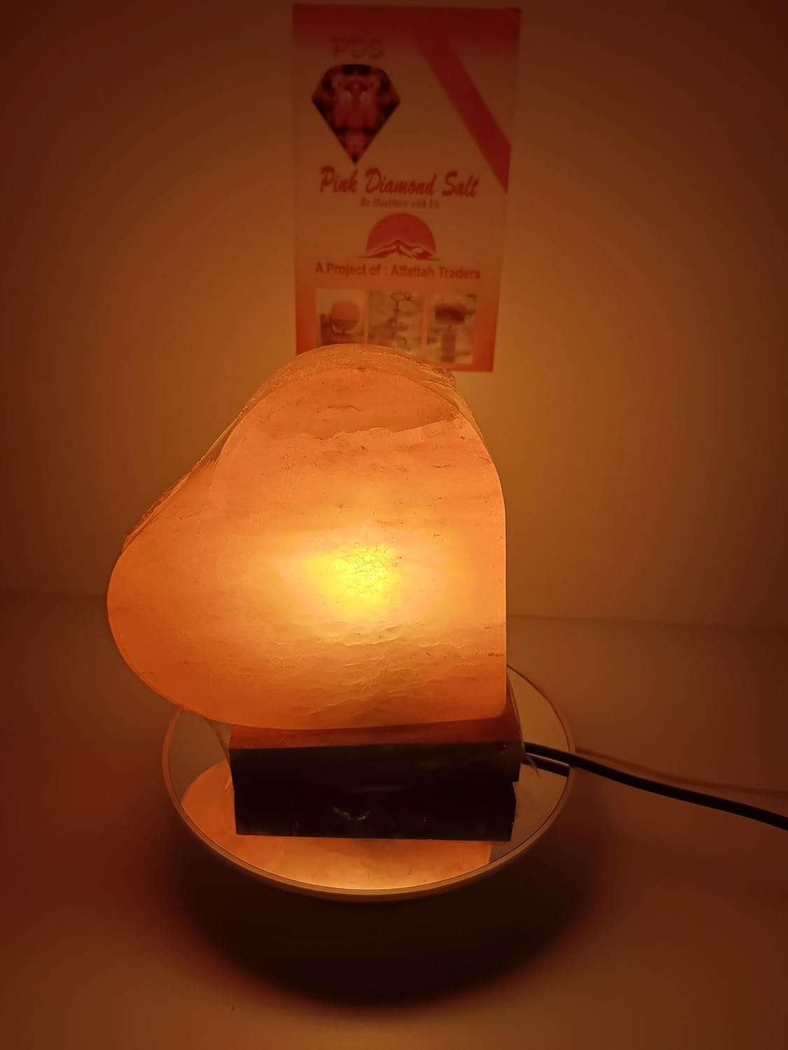 3-4 KG Premium Natural Heart Salt Lamp 100% Authentic, Handcrafted from the Foothills of the Himalayas Beautifully Hand Craft Heart Shape Lamp image number 5