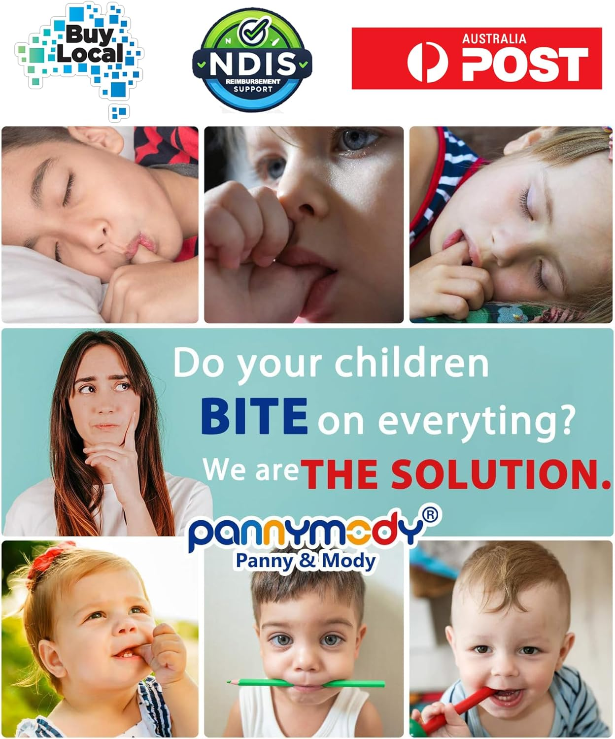 7 Pack Sensory Chew Necklaces &ndash; Australian Local Brand Panny & Mody | NDIS Reimbursement Available | Safe Silicone Chewable Tools for Kids, Teens, and Adults with Autism, ADHD, Anxiety, SPD, and Oral Motor Needs image number 2