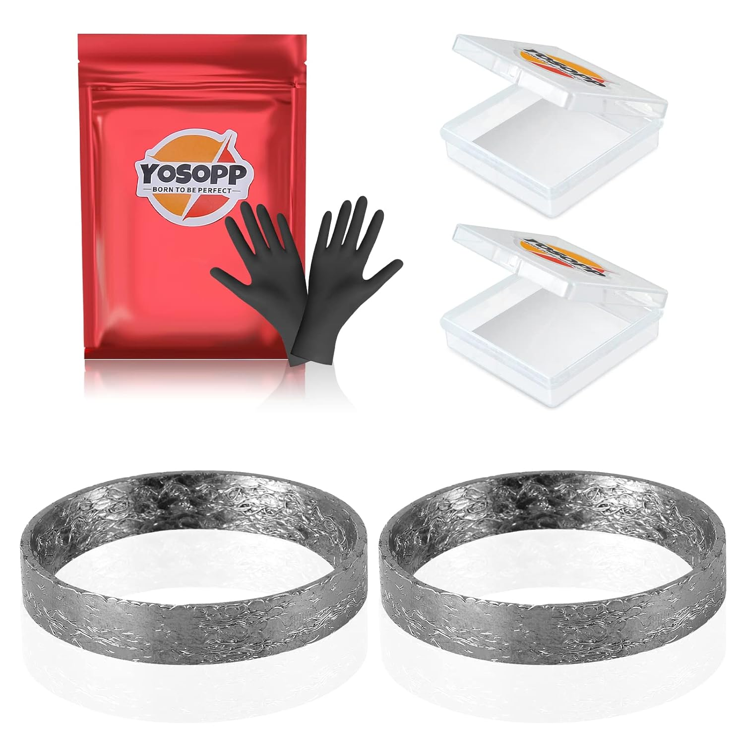 YOSOPP Cone Exhaust Gasket for Harley, Made of Graphite & Steel Mesh - Fits 1984-Later Most Harley Davidson Bikes: Touring, Sportster, Dyna, Softail (1 Pair 2Pcs) image number 2