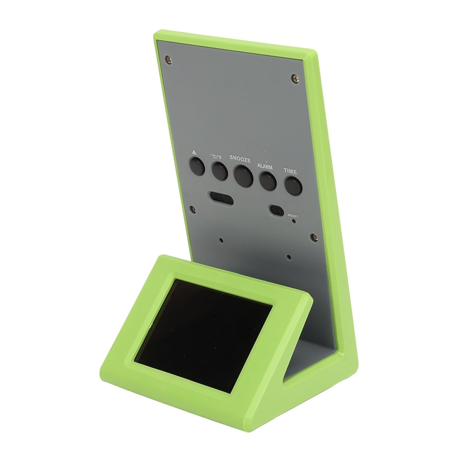 Depisuta Weather Forecast Clock, LCD Display Solar Powered Temperature Humidity Monitor with Clock for Bedroom Bedside Office Greenhouse (Green) image number 4