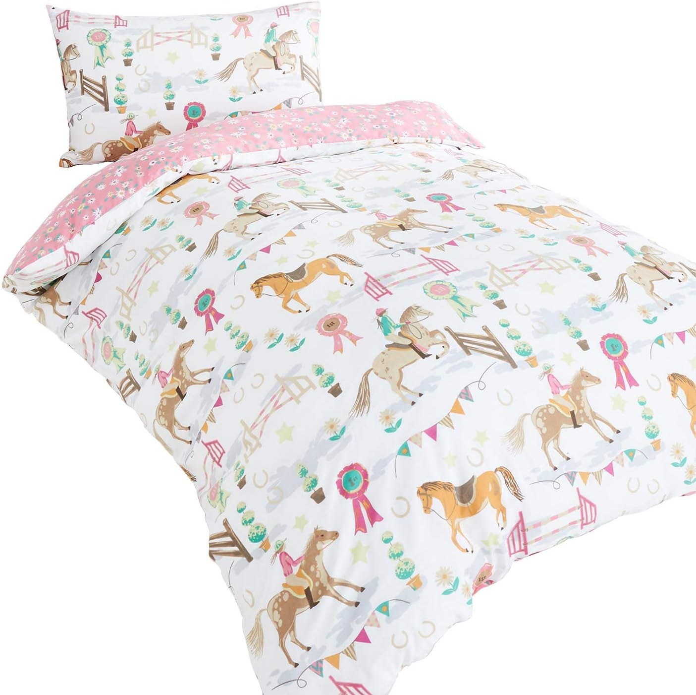 Kids Club Horses Girls Duvet Cover & Pillowcases Single Bed Set