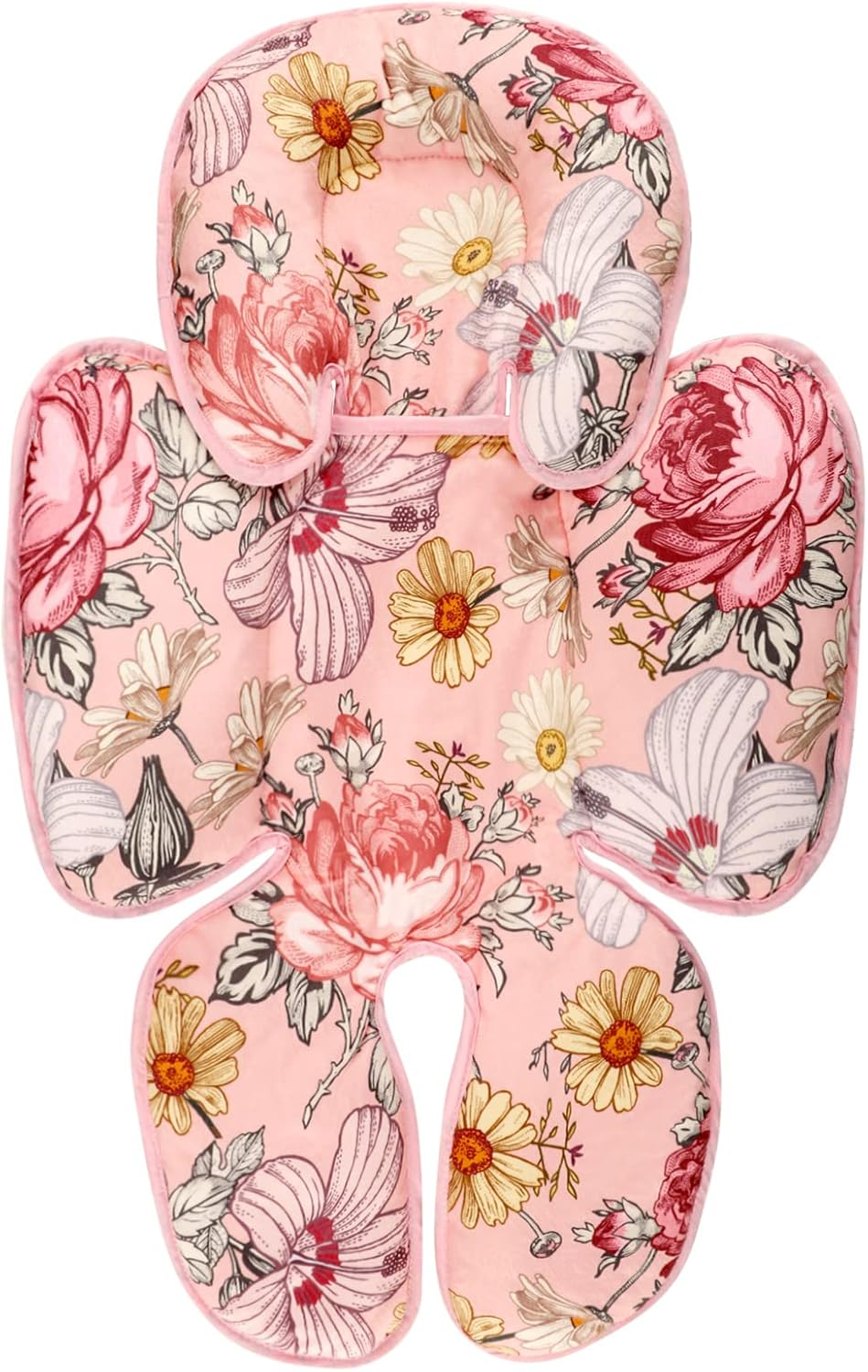 Pink Infant Car Seat Body Support Pillow,2-In-1 Reversible Carseat Insert,Soft Cushion for Swing, Bouncer,Flowers