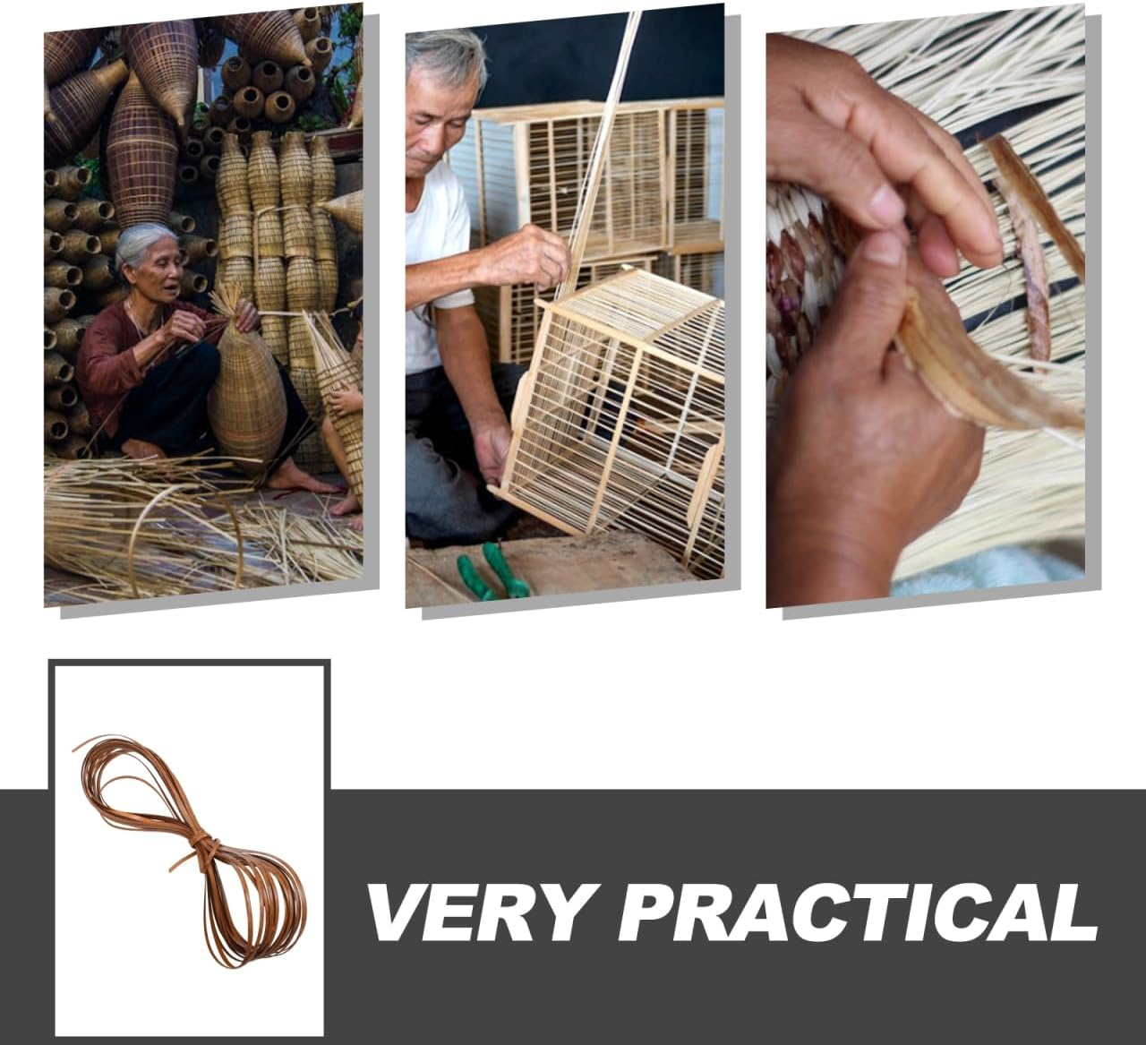 Luxshiny Wicker Repair Kit Coffee Woven Rattan Plastic Weaving Material Rattan Furnitures Fix Kit for Chair Repair Table Knit Storage Basket Patio Chair - Light Brown image number 7