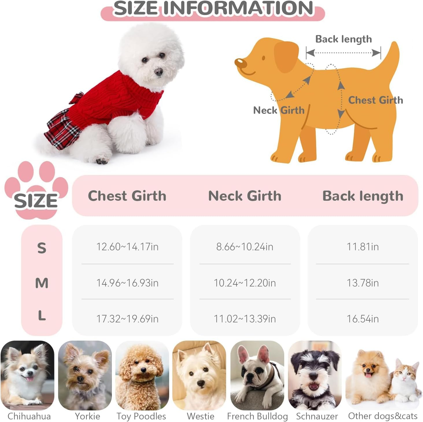 Slowton Dog Turtleneck Sweater Dress with Bowtie - Dog Warm Pullover Sweater with Leash Hole, Stretchy Knitted Winter Clothes for Small Medium Dogs Puppies image number 1