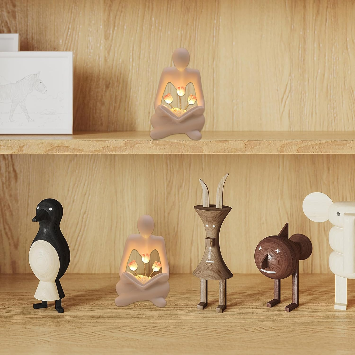 Bookcase Decoration, Book Lamp Tulips with LED, Tulip Night Light, Abstract Thinker, Books Decoration, Bookshelf Lamps, Decoration Aesthetic Bookshelves, Flower Lamp for Book Friends, Friends image number 4