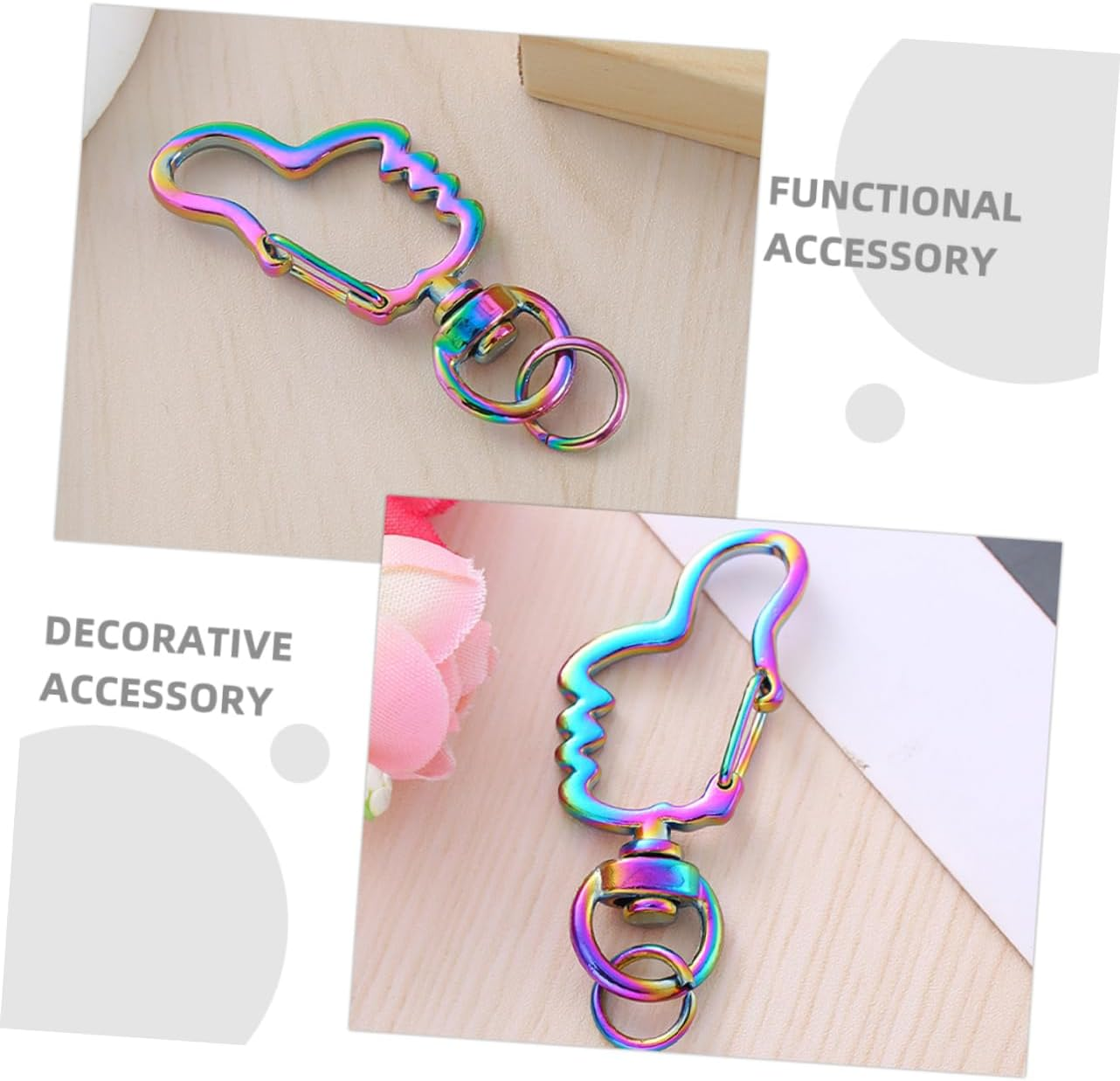 KAILIKETIY 30Pcs Cute Thumb Keychain Craft Carabiner Jewelry Clasp Spring Ring Clasp Keyring Zinc Alloy Key Chain Accessory image number 4