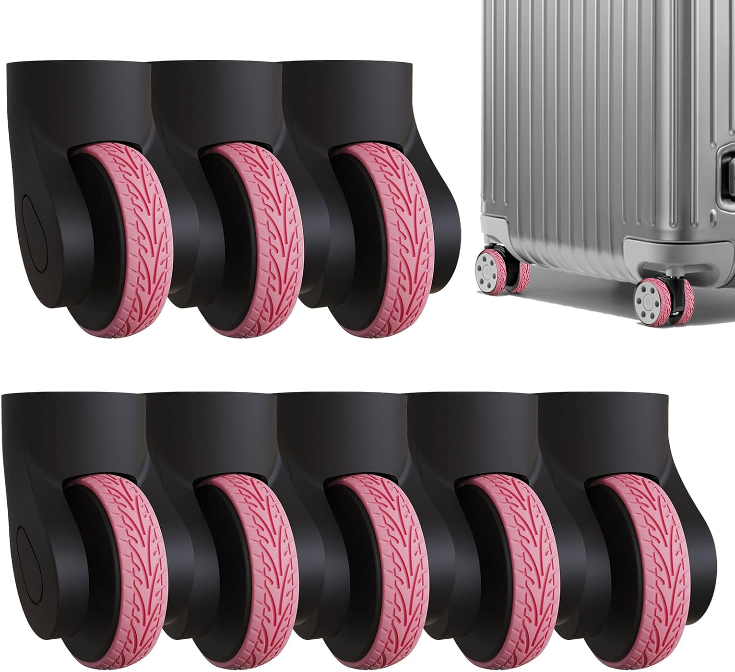 Luggage Wheel Protector Covers, Silicone Luggage Compartment Wheel Protection Cover, Travel Accessories, Suitcase Wheels Protector Cover Replacement, and Reduce Noise Hoffti image number 1