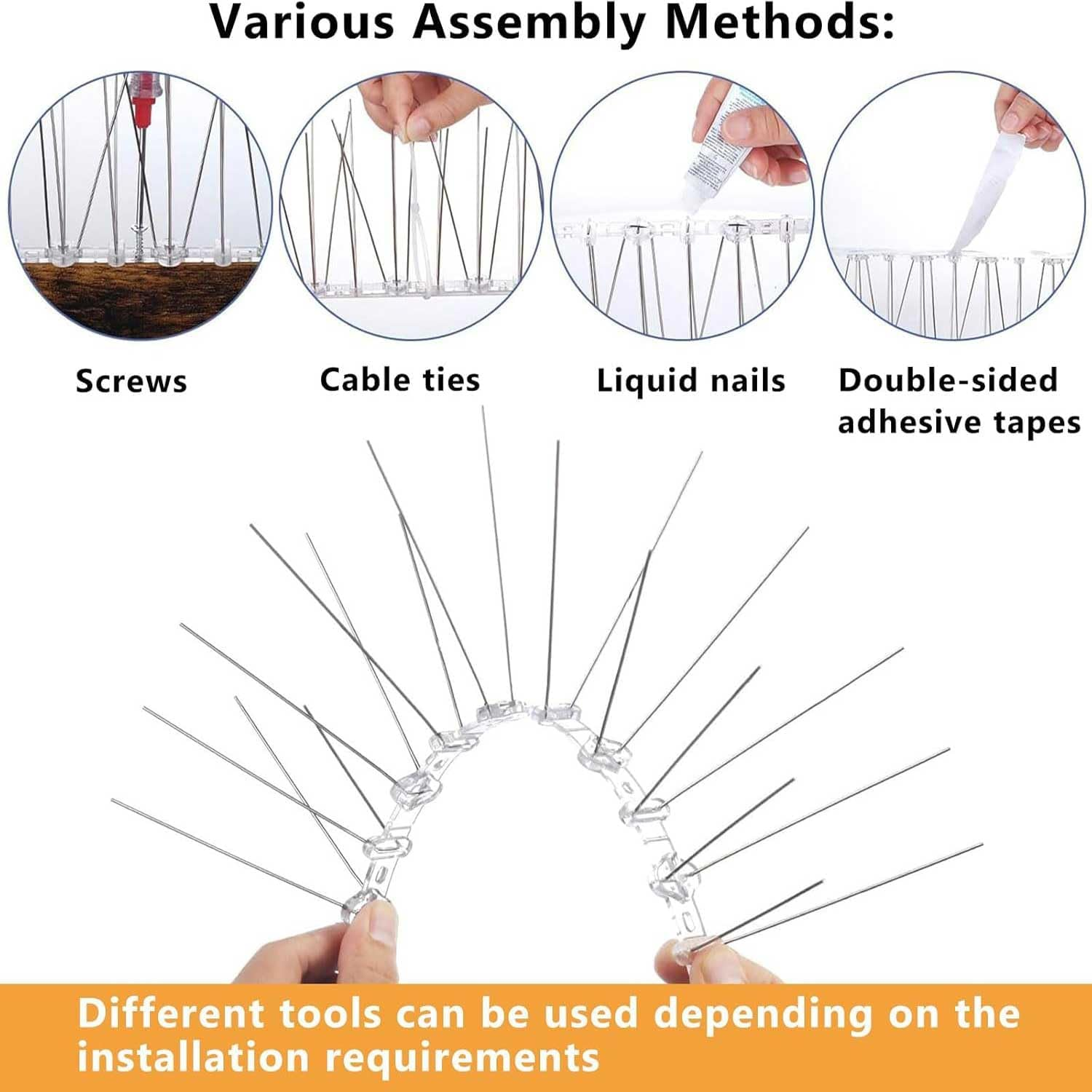 14 Rows Bird Spikes, 3.5M Length Stainless Steel anti Bird Fence Spike Disassembled anti Bird Spikes Smooth Bird Repellent Devices Outdoor for Balcony Roof Garden Window image number 2