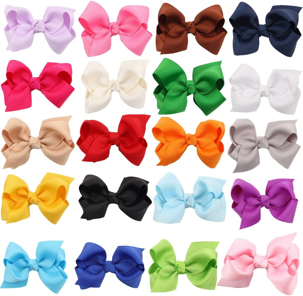 3 Inch Baby Girl Hair Bows Boutique Hair Clip Teens Toddlers Hairpin Headwear - Set of 2 (Blue)