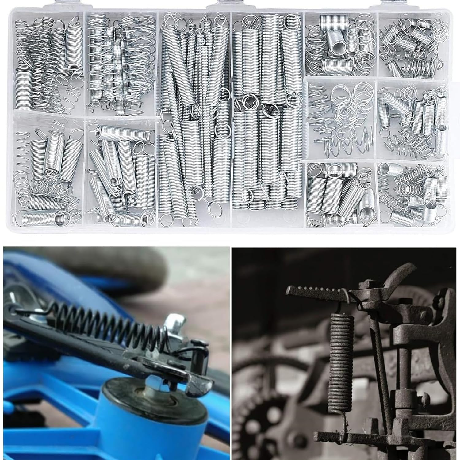 200 Pcs Spring Assortment Kit 20 Different Sizes 4 Mm to 9 Mm Galvanized Steel Extension and Compression Spring Kits for Automotive Repair and Maintenance image number 1