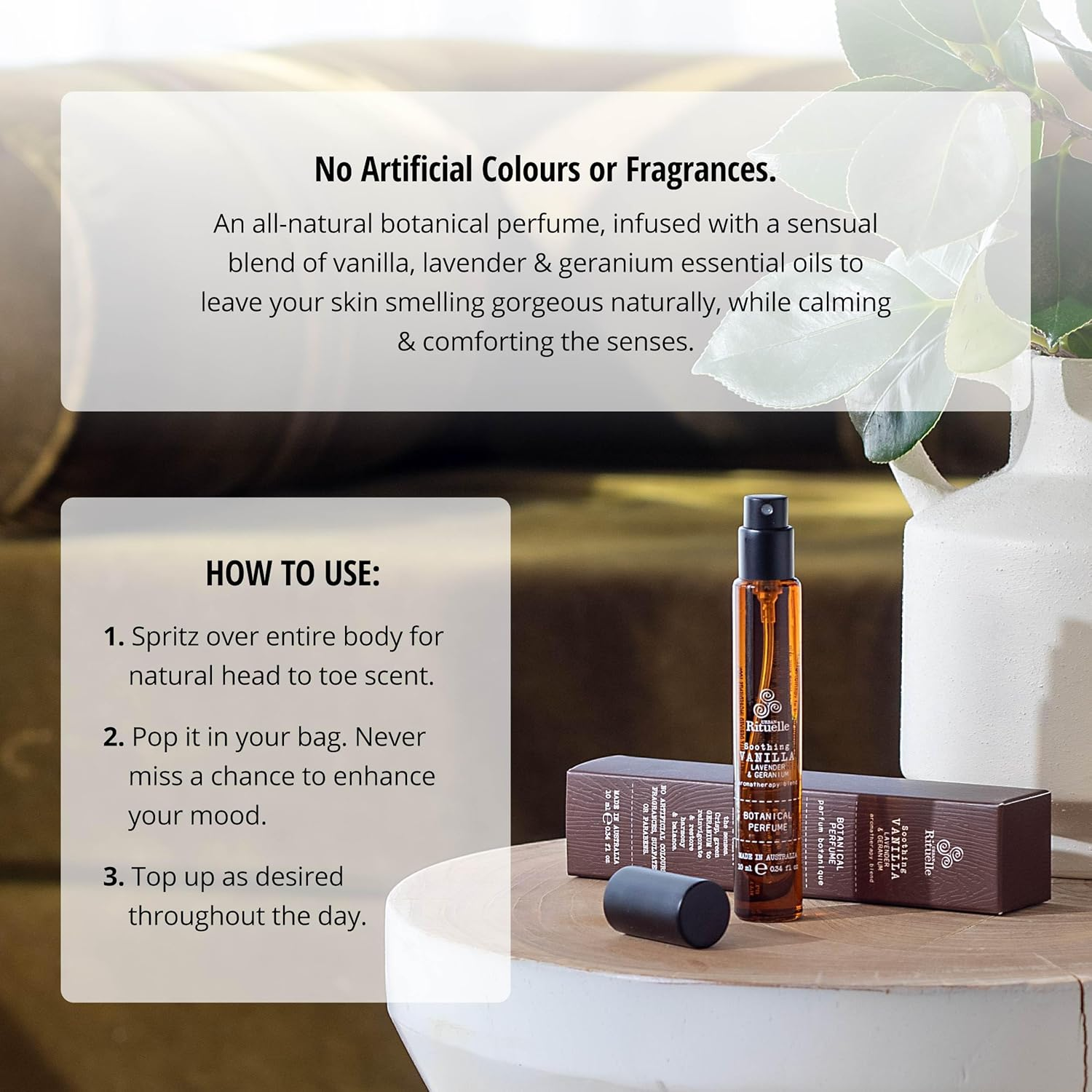 Urban Rituelle Eau De Parfum 10Ml - Botanical Perfume - Vanilla, Lavender & Geranium image number 4